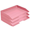 Acrimet Stackable Letter Tray 3 Tier Side Load Solid Pink