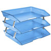 Acrimet Facility 3 Tier Letter Tray Side Load Clear Blue