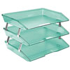 Acrimet Facility 3 Tier Letter Tray Side Load Clear Green