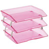 Acrimet Facility 3 Tier Letter Tray Side Load Clear Pink