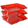 Acrimet Facility 3 Tier Letter Tray Side Load Clear Red