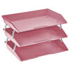 Acrimet Facility 3 Tier Letter Tray Side Load Solid Pink