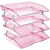 Acrimet Facility 4 Tier Letter Tray Side Load Clear Pink