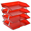 Acrimet Facility 4 Tier Letter Tray Side Load Clear Red
