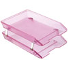 Acrimet Facility 2 Tier Letter Tray Front Load Clear Pink