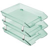 Acrimet Facility 3 Tier Letter Tray Front Load Clear Green