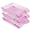 Acrimet Facility 3 Tier Letter Tray Front Load Clear Pink