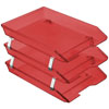 Acrimet Facility 3 Tier Letter Tray Front Load Clear Red