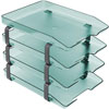 Acrimet Traditional Letter Tray 4 Tier Front Load Clear Green